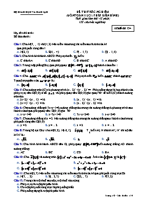 Đề thi trắc nghiệm môn Toán 11 (Chương 1 Phép biến hình)